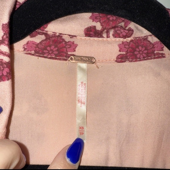 Free People Floral Red and Pink Mini Dress babydoll bohemian boho - Picture 6 of 9